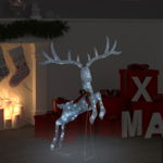 vidaXL Коледна украса летящ елен, 120 LED, бял, студено бяло, vidaXL