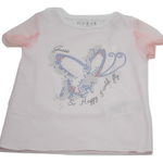 Tricou Guess alb cu manecute roz