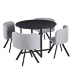 Set de mobilier dining 1+4, negru/gri deschis, BEVAN NEW, Tempo Kondela