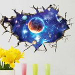 Decoratiune perete autocolanta 3D Space Planet, Multicolor