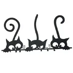 Suport chei cu 5 agatatori Krodesign Three Cats KRO-1129 60x30 cm Negru