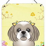 Caroline`s Treasures Gray Silver Shih Tzu de Paște Egg Hunt de perete sau door Hanging Printuri Multicolore 12x16, 