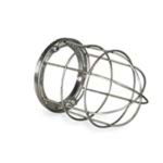 NAVE GLOBE-HOLDER RING IN NICKEL-PLATED BRASS WITH STAINLESS STEEL WIRE CAGE FOR CYLINDRICAL LIGHTING FIXTURES UNAV 2133, Palazzoli