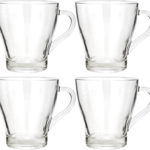 Set 4 cesti cafea/ceai Excellent Houseware, sticla, 9x9.5 cm, 300 ml, transparent