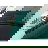 Lenjerie de pat dubla King Size, Victoria, Alisa Green, 6 piese, 240x260 cm, 100% bumbac satinat, verde, Victoria