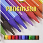 Creioane color fara lemn, 12culori/cutie, Progresso Koh-I-Noor, Koh-I-Noor