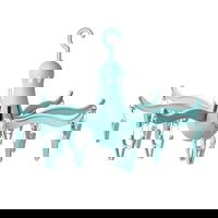 Set uscator de rufe suspendat + 16 carlige, pliabil, agatare usoara, 26x40 cm, interior/exterior, cu protectie UV, din polipropilena si cauciuc, turcoaz