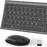 Set de tastatura si mouse iClever, aluminiu/ABS, gri/negru