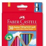 Creioane Colorate Jumbo in cutie carton Faber-Castell + Ascutitoare, 30 culori, Faber-Castell