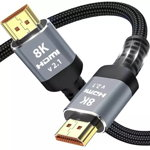 Cablu HDMI 2.0, rezolutie 8K, varfuri placate cu aur, cupru si PVC, negru/gri, Izoxis