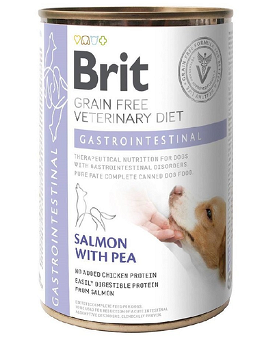 BRIT Veterinary Diet Gastrointestinal Salmon&Pea 12x400 g hrana pentru un sistem digestiv sensibil la caini, BRIT
