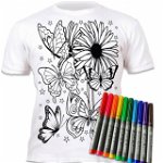Tricou de colorat cu markere lavabile Fluturi - 7-8 ani