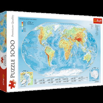 Puzzle 1000 Harta fizica a lumii Trefl, Trefl