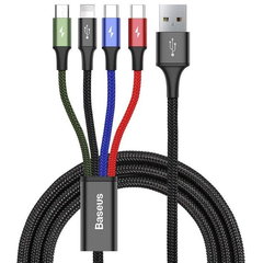 Cablu Baseus 4-in-1 USB la Lightning 2x USB-C Micro-USB 3.5A 1.2m Negru