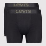 Levi's, Set de boxeri cu banda logo in talie - 2 perechi, Negru, Albastru marin, L