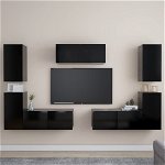 vidaXL Set dulapuri TV, 7 piese, negru, lemn prelucrat, vidaXL