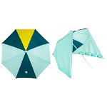 Umbrelă de plajă 2 locuri UPF 50+ Paruv windstop Albastru-Galben, DECATHLON