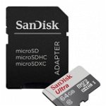 Card de memorie microSDXC 64GB clasa 10 + adaptor SD, Sandisk SDSQUNR-064G-GN3MA