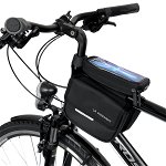 Geanta Wozinsky pentru bicicleta cu suport pentru telefon, Waterproof, WBB26BK, Negru, Wozinsky