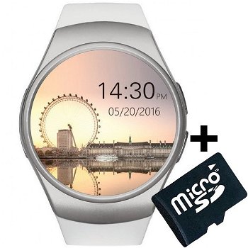 Ceas Smartwatch cu Telefon iUni KW18, Touchscreen 1.3', Notificari, iOS, Android, White + Card 4GB