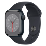 Smartwatch Apple Watch S8, ecran LTPO OLED, Bluetooth, Wi-Fi, GPS, Bratara Silicon 41mm, Carcasa aluminiu, Rezistent la apa 5ATM (Negru)
