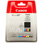 Cartus cerneala Canon CLI-551MULTI, multipack (cyan,magenta,yellow ,black), pentru Canon Pixma