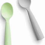 Set de lingurite bebelusi Miniware, 100% silicon alimentar, Grey+Keylime, Miniware