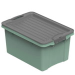 Cutie depozitare plastic verde cu capac negru Rotho Compact 4.5L, Rotho