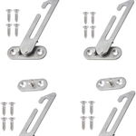 Set de 4 limitatoare de ferestre JZK, otel inoxidabil, argintiu, 8,5 x 4,8 cm