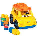 Set constructie Fisher Price Mega Blocks Autobuz scolar cu 6 piese, Fisher Price