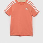 adidas tricou de bumbac pentru copii U 3S culoarea portocaliu, cu imprimeu, adidas