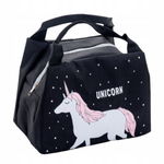 Geanta termoizolanta pentru transport alimente model Black with Unicorn 21 cm, Ikonka