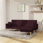 Canapea extensibila cu 2 locuri vidaXL, cu taburet, violet, textil, 220 x 84,5 x 69 cm, 31.3 kg