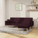 Canapea extensibila cu 2 locuri vidaXL, cu taburet, violet, textil, 220 x 84,5 x 69 cm, 31.3 kg