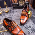 Pantofi Mocasini de bărbați, din piele naturala, maro, cu catarame - P1491, 