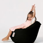 Fotoliu puf pentru copii, Bean Bag, Ferndale, 60x60 cm, poliester impermeabil, negru, Ferndale