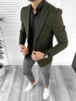 Sacou barbati slim fit kaki 10204 E