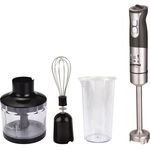 Blender Albatros MB1020A, 1000 W, 2 trepte de viteza, turatie reglabila, lame din inox, negru + argintiu, pahar 0.6 litri + tocator 0.4 litri + tel