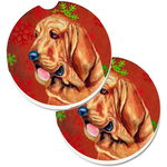 Caroline`s Treasures Bloodhound roșu și verde fulgi de zăpadă de vacanță de Crăciun Set de 2 Cupa Titular Car Co Roşu Large, 