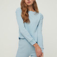 Pijama cu aspect striat si maneci cazute, Trendyol Pijama cu aspect striat si maneci cazute, Trendyol