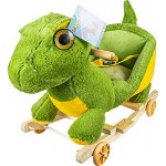 Balansoar pentru bebelusi, Dinozaur, lemn + plus, cu rotile, Cartamundi