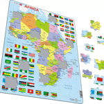 Puzzle maxi Harta Africii, orientare tip portret, 70 de piese, Larsen, Larsen