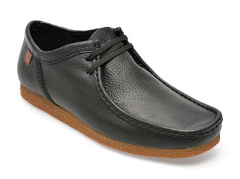 Mocasini CLARKS negri, SHACRE II RUN 01-N, din piele naturala, Clarks