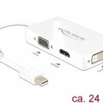 Adaptor, DeLock, mini Displayport, VGA/HDMI/DVI-D (Dual Link), Alb, Delock