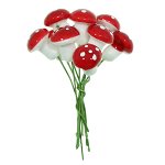 Ciuperca rosie lucioasa cu buline 1 5x2cm cu tija 10 set, Galeria Creativ