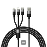 Cablu USB Baseus Baseus StarSpeed 3in1 USB-A/USB-C - micro USB - Lightning, 3.5A, 1.2m (negru), Baseus