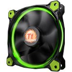 Ventilator Thermaltake Riing 12 High Static Pressure 120mm iluminare verde set 3 ventilatoare