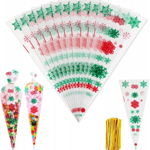 Set de 100 pungi pentru dulciuri de Craciun Tarome, celofan, multicolor, 34 x 17 cm