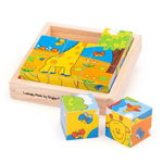 Puzzle cuburi - Safari, 9 piese