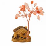 Figurina casuta cu ramuri din cristale naturale Agat Rosu - Decoratiune interior sau exterior, pentru casa, birou, acvariu, CraftMystic